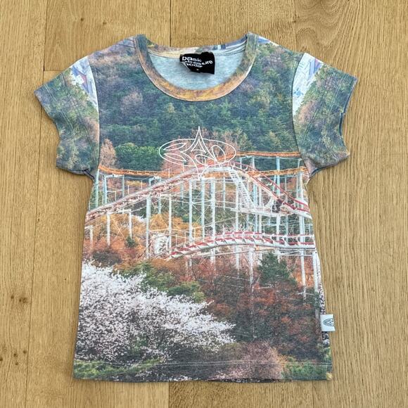 Basic Pleasure Mode Tee Rollercoaster Print Size 6 Blue Green - Picture 1 of 3